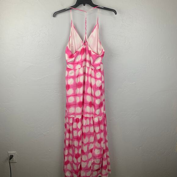Anthro Plus Maeve Dress Womens Size 1X Pink Maxi Geneva Polka dot Beachy Flowy - Picture 3 of 8